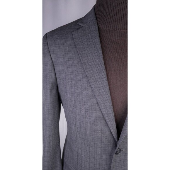 J.Ferrar Men's Sport Coat Blazer Two Button Charcoal Plaid Poly Blend Slim 42L - Picture 5 of 13